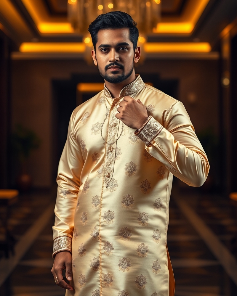 Embroidered Silk Kurta Pajama Set